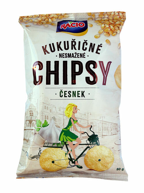 chipsy kukuřičné - česnek